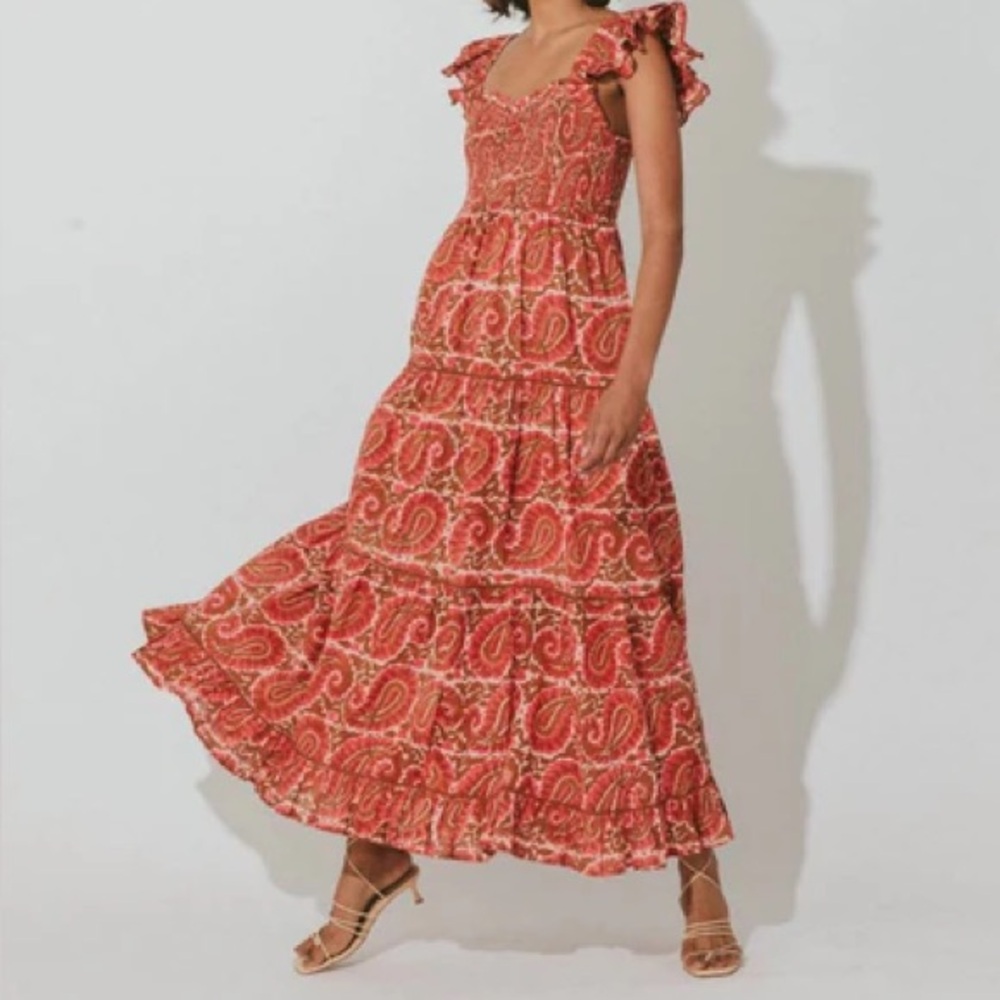 Cleobella Red Paisley Maxi Dress
